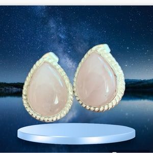 ROSEQUARTZ EARRINGS STUDS.925 STERLING SILVER TEARDROP SHAPE